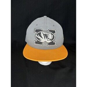 New Era 59 Fifty  NCAA Mizzou Tigers Gray Yellow Fitted Baseball Cap Size 7 1/2
